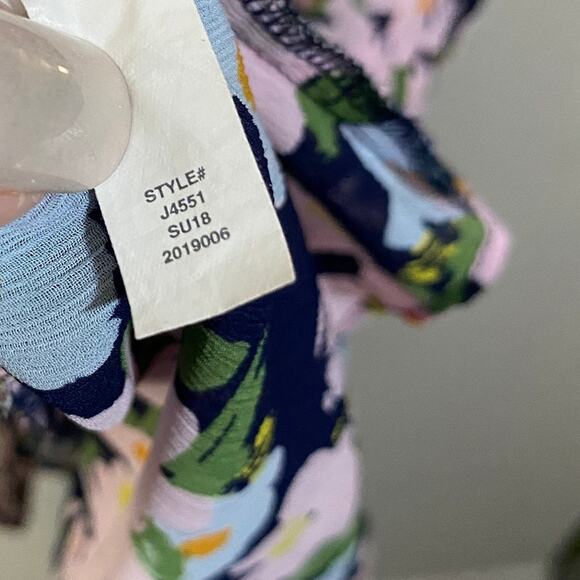 J.Crew Mercantile Drapey Tie-front Dress Long Sleeve Light Pink Floral Sz S - Picture 10 of 14